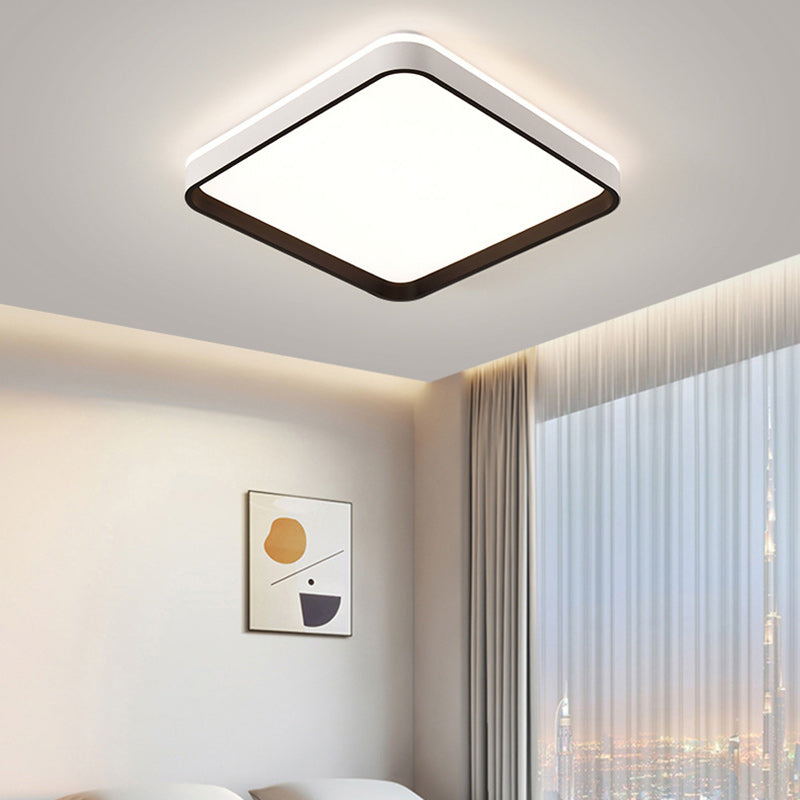 Pantalla de lámpara de hardware cuadrada minimalista moderna de moldeo rotacional LED montada al ras en el techo para dormitorio 