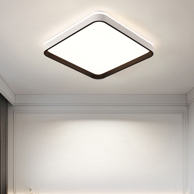 Pantalla de lámpara de hardware cuadrada minimalista moderna de moldeo rotacional LED montada al ras en el techo para dormitorio 