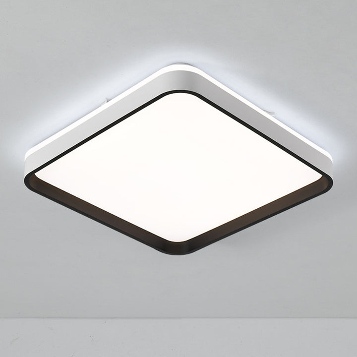 Modern Minimalist Square Roto-molding Hardware Lampshade LED Flush Mount Ceiling Light For Bedroom