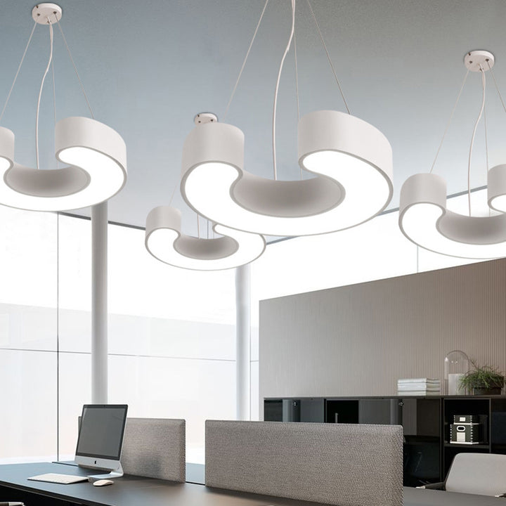 Modern Simplicity Dome Geometry Iron Acrylic Lampshade LED Chandelier For Office