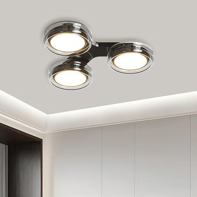 Moderne Art-Deco-Runde Perlen Glas Acryl Lampenschirm Hardware LED Halbeinbau-Deckenleuchte für Wohnzimmer 