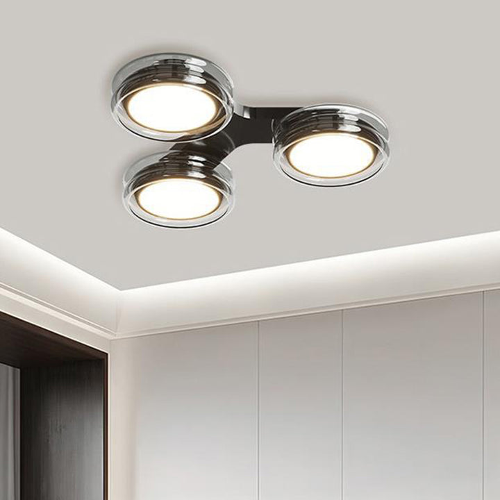 Moderne Art-Deco-Runde Perlen Glas Acryl Lampenschirm Hardware LED Halbeinbau-Deckenleuchte für Wohnzimmer 