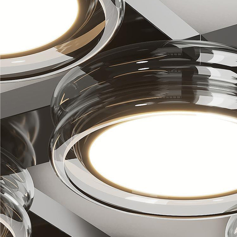 Moderne Art-Deco-Runde Perlen Glas Acryl Lampenschirm Hardware LED Halbeinbau-Deckenleuchte für Wohnzimmer 