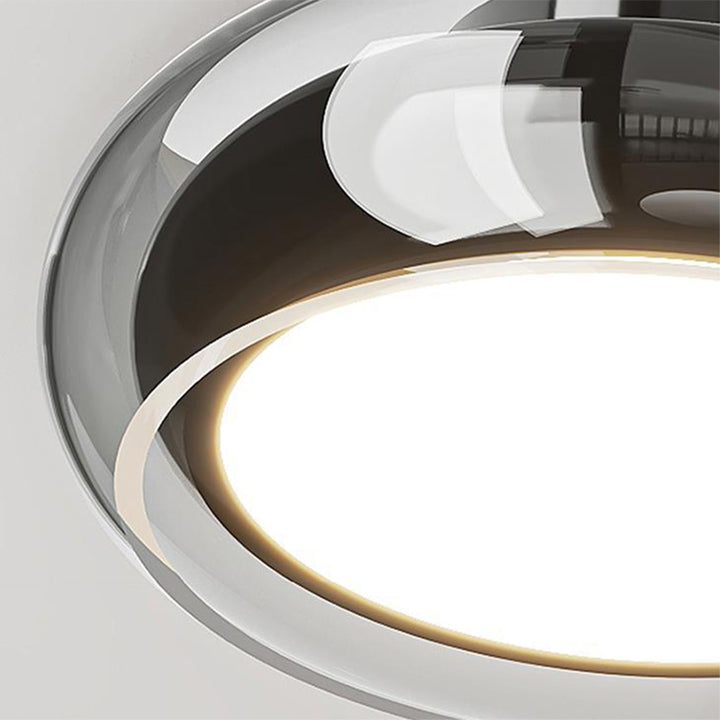 Moderne Art-Deco-Runde Perlen Glas Acryl Lampenschirm Hardware LED Halbeinbau-Deckenleuchte für Wohnzimmer 