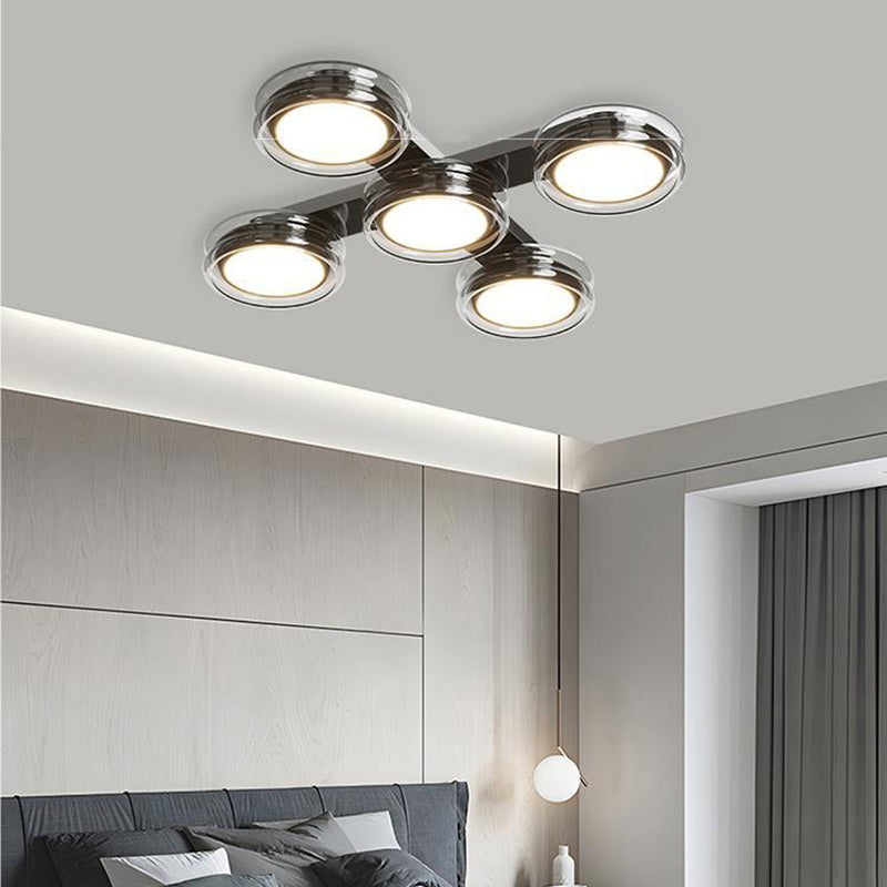 Moderne Art-Deco-Runde Perlen Glas Acryl Lampenschirm Hardware LED Halbeinbau-Deckenleuchte für Wohnzimmer 