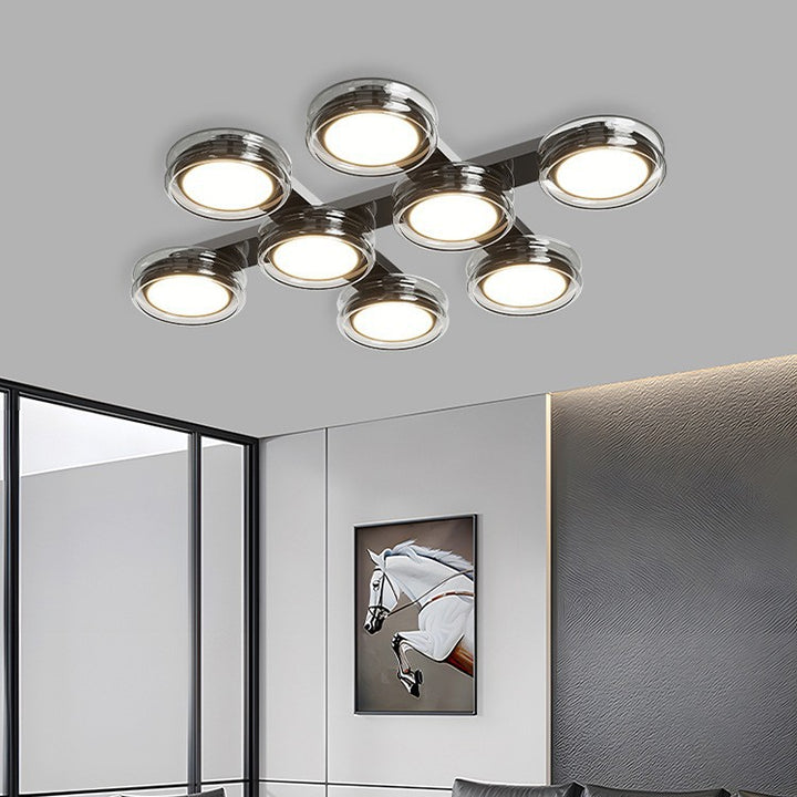 Moderne Art-Deco-Runde Perlen Glas Acryl Lampenschirm Hardware LED Halbeinbau-Deckenleuchte für Wohnzimmer 