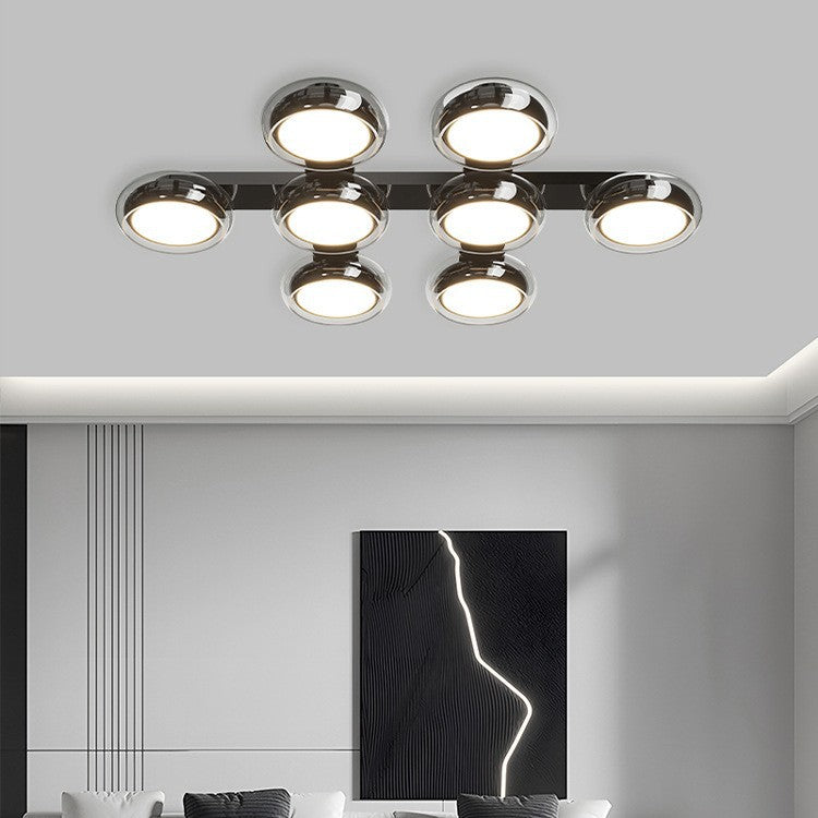Moderne Art-Deco-Runde Perlen Glas Acryl Lampenschirm Hardware LED Halbeinbau-Deckenleuchte für Wohnzimmer 