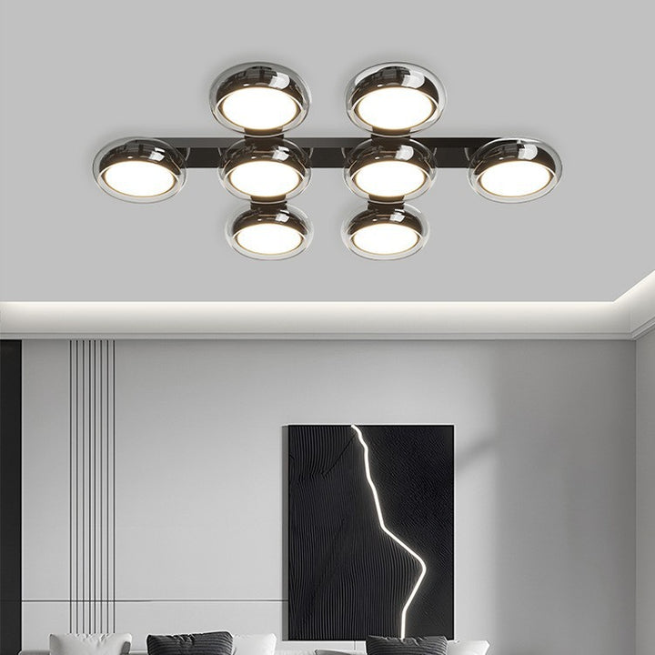 Moderne Art-Deco-Runde Perlen Glas Acryl Lampenschirm Hardware LED Halbeinbau-Deckenleuchte für Wohnzimmer 
