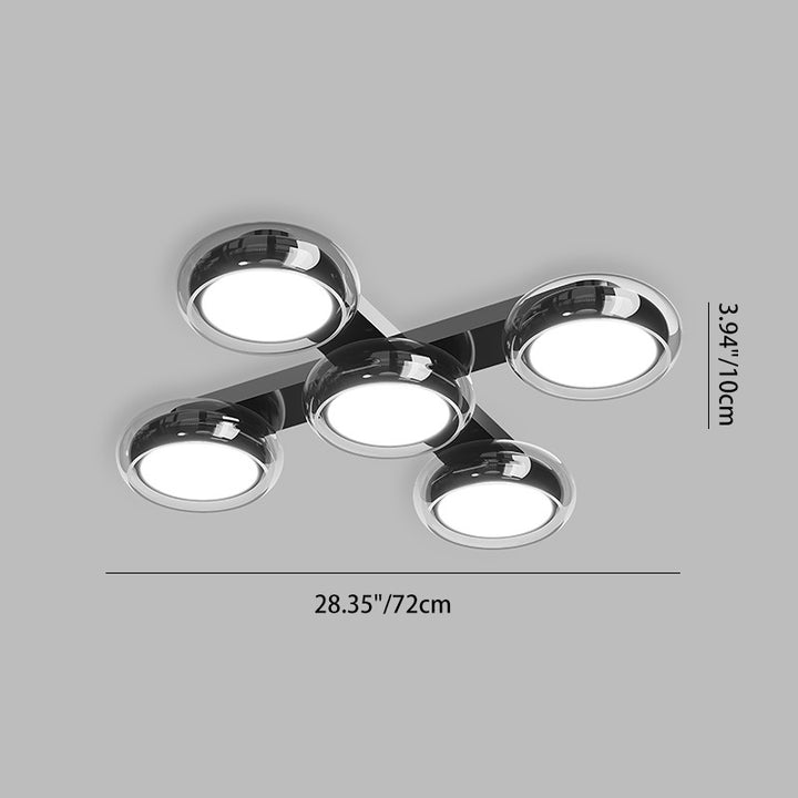 Moderne Art-Deco-Runde Perlen Glas Acryl Lampenschirm Hardware LED Halbeinbau-Deckenleuchte für Wohnzimmer 