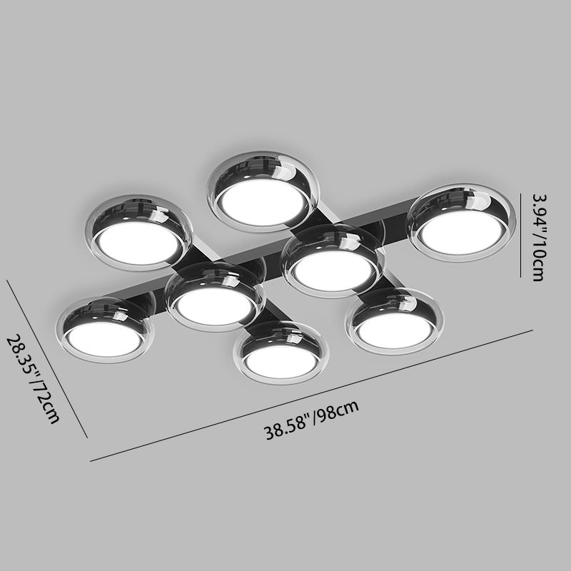 Moderne Art-Deco-Runde Perlen Glas Acryl Lampenschirm Hardware LED Halbeinbau-Deckenleuchte für Wohnzimmer 