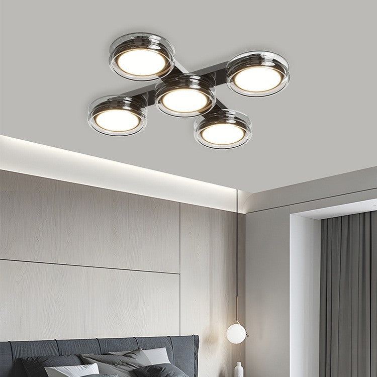 Moderne Art-Deco-Runde Perlen Glas Acryl Lampenschirm Hardware LED Halbeinbau-Deckenleuchte für Wohnzimmer 