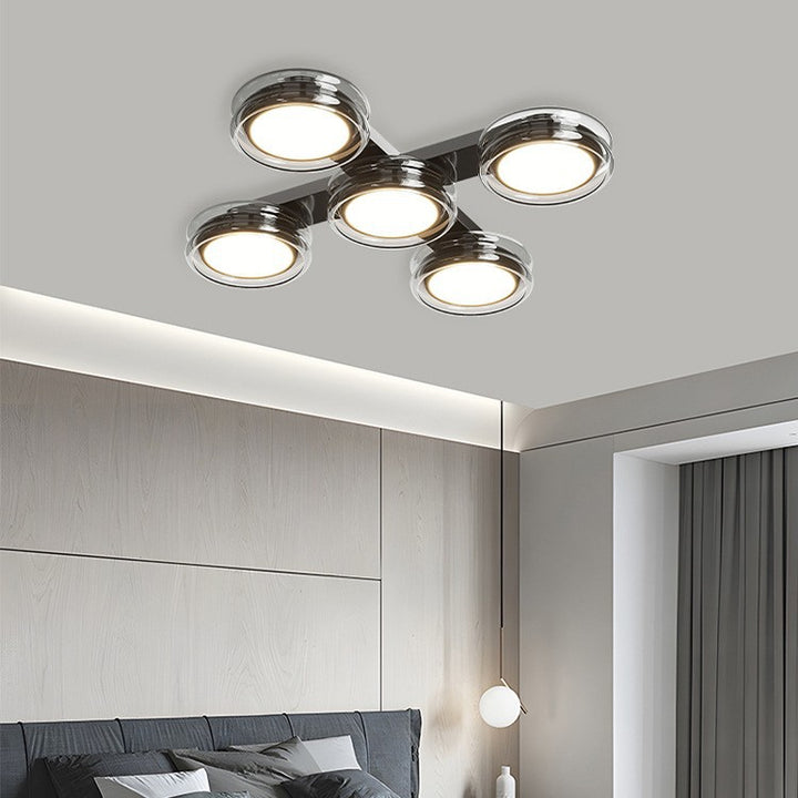 Moderne Art-Deco-Runde Perlen Glas Acryl Lampenschirm Hardware LED Halbeinbau-Deckenleuchte für Wohnzimmer 