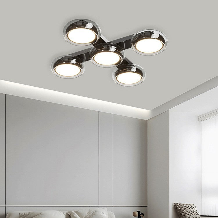 Moderne Art-Deco-Runde Perlen Glas Acryl Lampenschirm Hardware LED Halbeinbau-Deckenleuchte für Wohnzimmer 