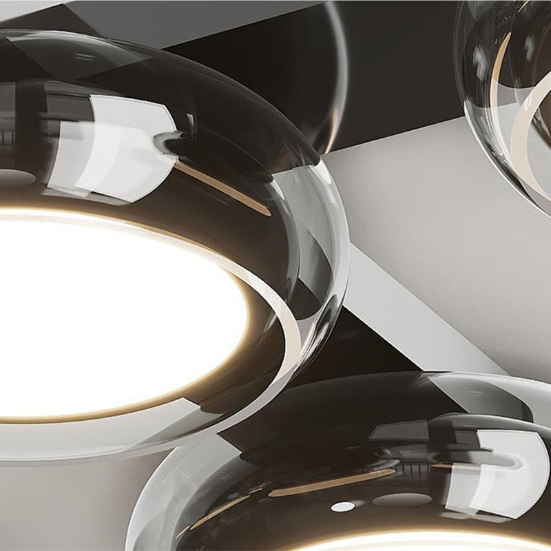 Moderne Art-Deco-Runde Perlen Glas Acryl Lampenschirm Hardware LED Halbeinbau-Deckenleuchte für Wohnzimmer 