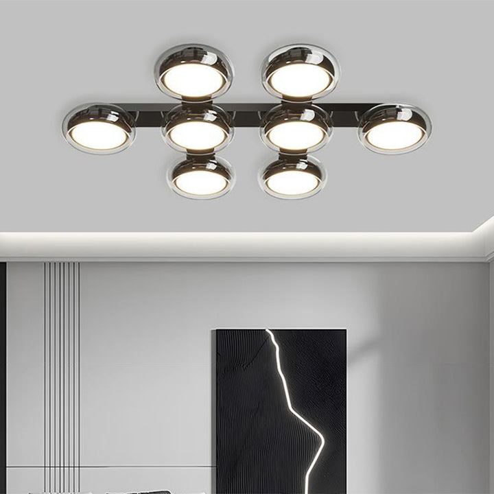 Moderne Art-Deco-Runde Perlen Glas Acryl Lampenschirm Hardware LED Halbeinbau-Deckenleuchte für Wohnzimmer 