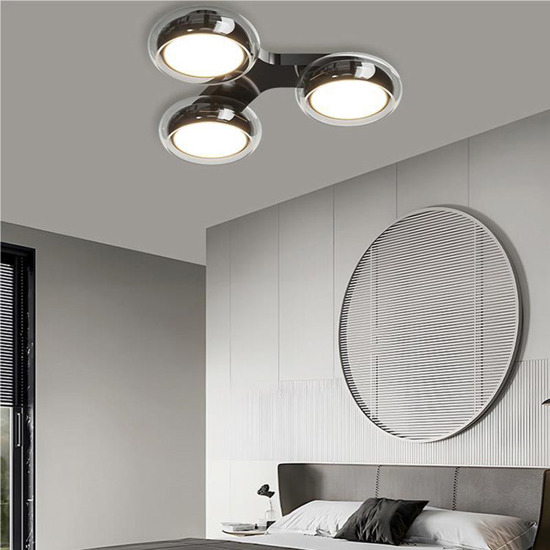 Moderne Art-Deco-Runde Perlen Glas Acryl Lampenschirm Hardware LED Halbeinbau-Deckenleuchte für Wohnzimmer 