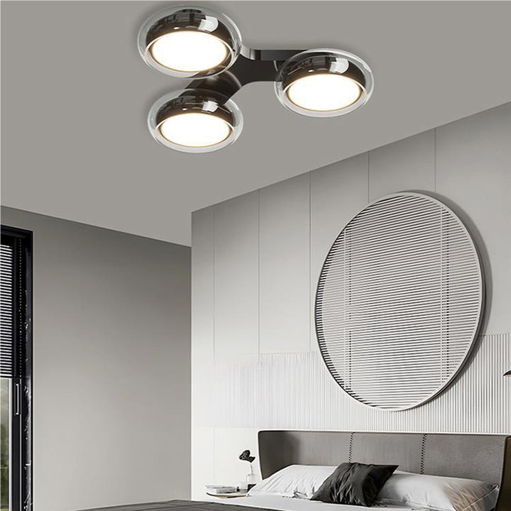 Moderne Art-Deco-Runde Perlen Glas Acryl Lampenschirm Hardware LED Halbeinbau-Deckenleuchte für Wohnzimmer 