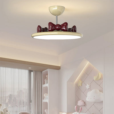Contemporary Nordic Cream Round Bows Iron Acrylic Lampshade Resin LED Chandelier For Bedroom