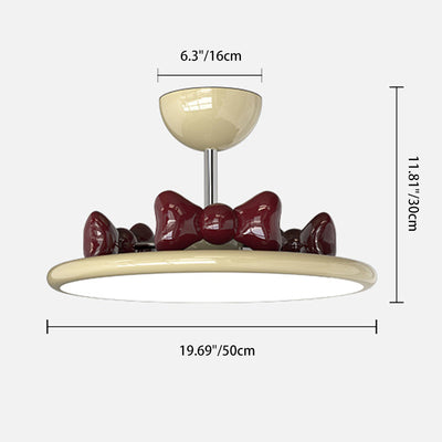 Contemporary Nordic Cream Round Bows Iron Acrylic Lampshade Resin LED Chandelier For Bedroom