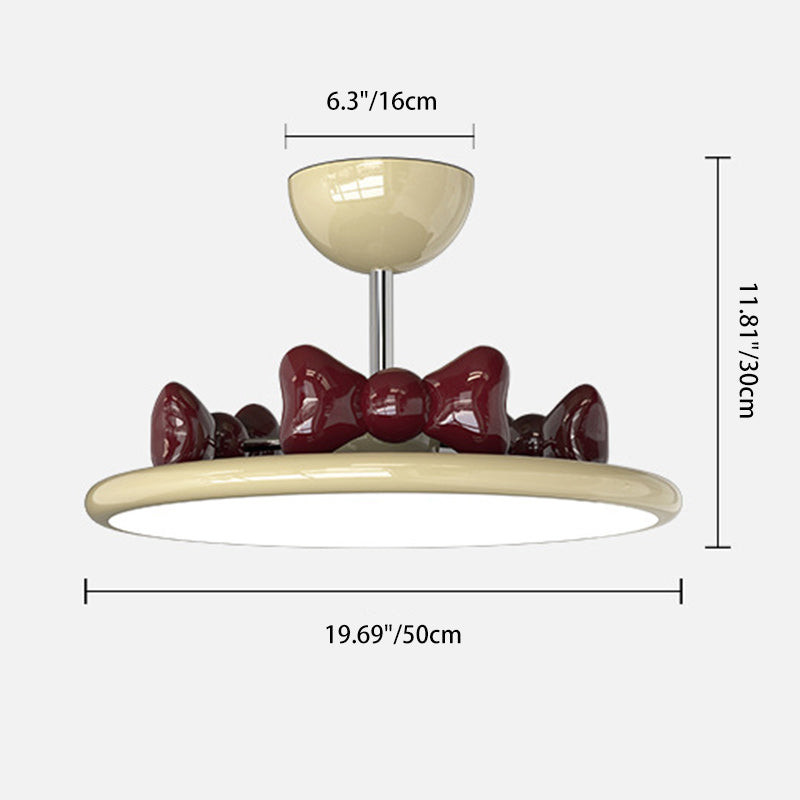 Contemporary Nordic Cream Round Bows Iron Acrylic Lampshade Resin LED Chandelier For Bedroom