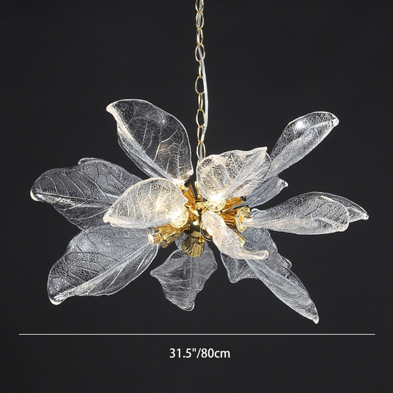Moderner Luxuszweig verlässt Kristalllampenschirm Aluminium LED Kronleuchter für Esszimmer 
