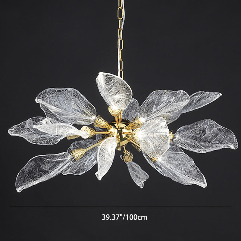 Moderner Luxuszweig verlässt Kristalllampenschirm Aluminium LED Kronleuchter für Esszimmer 