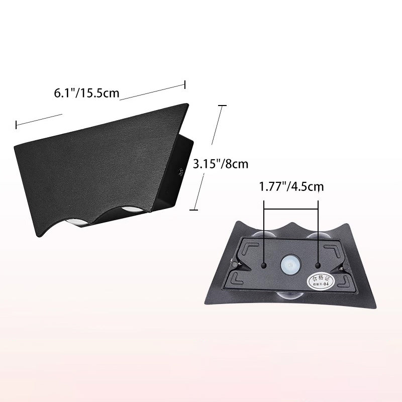 Aplique de pared LED con pantalla de lámpara de aluminio completo en forma de trapecio invertido impermeable de simplicidad moderna para patio exterior 