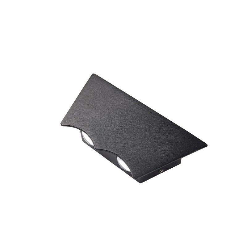 Aplique de pared LED con pantalla de lámpara de aluminio completo en forma de trapecio invertido impermeable de simplicidad moderna para patio exterior 