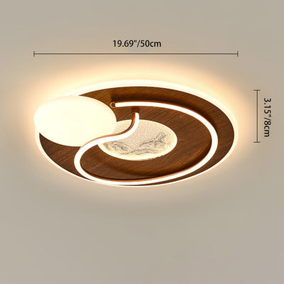 Lampe de plafond LED à montage affleurant avec abat-jour en fer et en aluminium, de forme contemporaine rétro ronde, rectangulaire, ovale, avec coutures et moulage par rotation pour chambre à coucher 