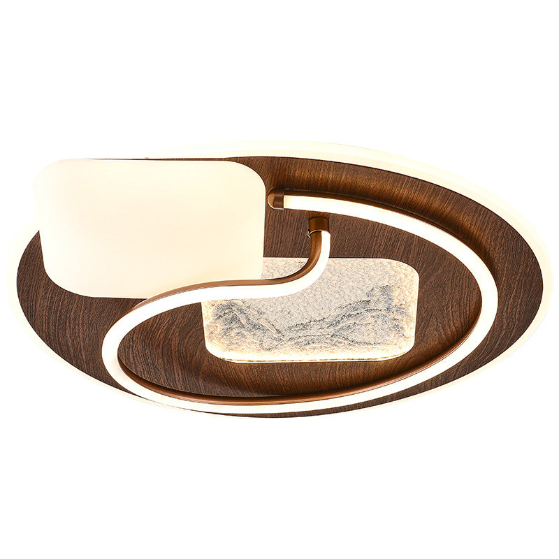 Lampe de plafond LED à montage affleurant avec abat-jour en fer et en aluminium, de forme contemporaine rétro ronde, rectangulaire, ovale, avec coutures et moulage par rotation pour chambre à coucher 