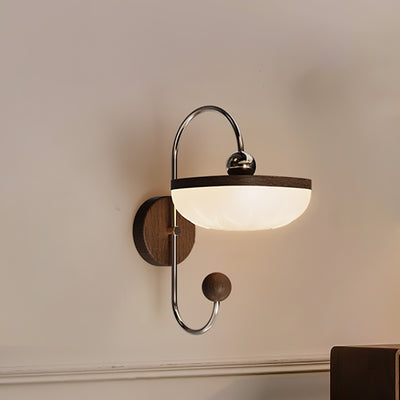 Contemporary Retro Semicircle Roto-molding Acrylic Lampshade Iron LED Wall Sconce Lamp For Living Room