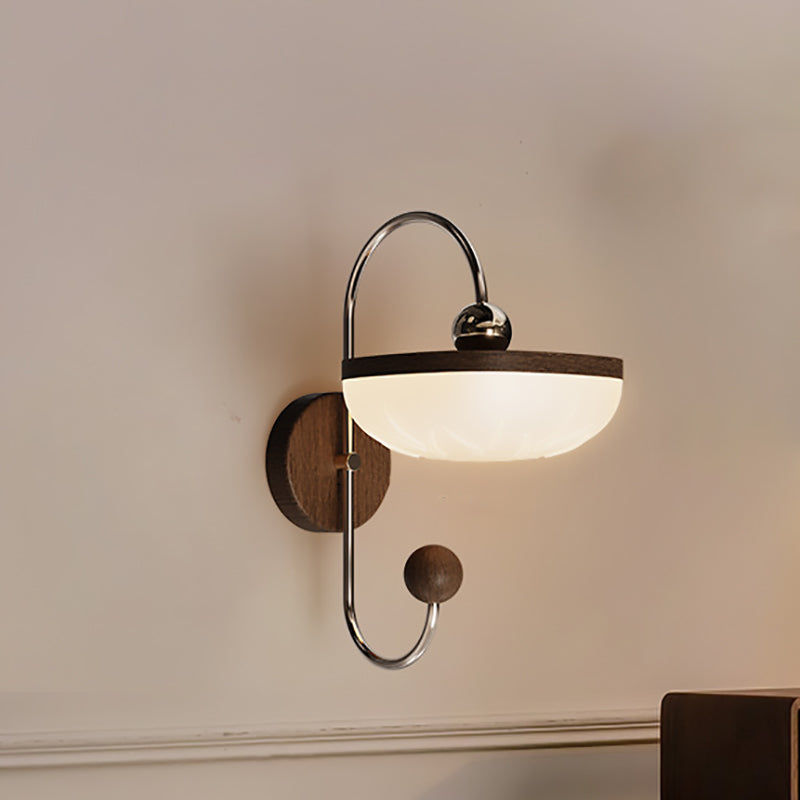 Contemporary Retro Semicircle Roto-molding Acrylic Lampshade Iron LED Wall Sconce Lamp For Living Room