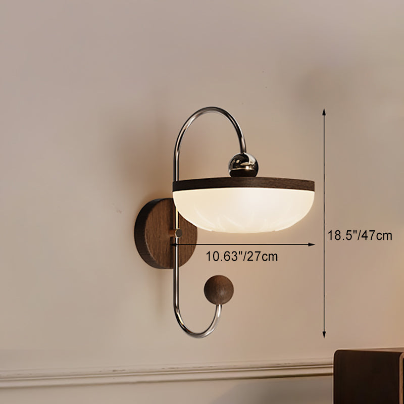 Contemporary Retro Semicircle Roto-molding Acrylic Lampshade Iron LED Wall Sconce Lamp For Living Room