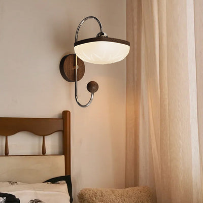 Contemporary Retro Semicircle Roto-molding Acrylic Lampshade Iron LED Wall Sconce Lamp For Living Room
