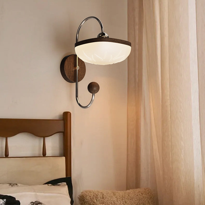 Contemporary Retro Semicircle Roto-molding Acrylic Lampshade Iron LED Wall Sconce Lamp For Living Room