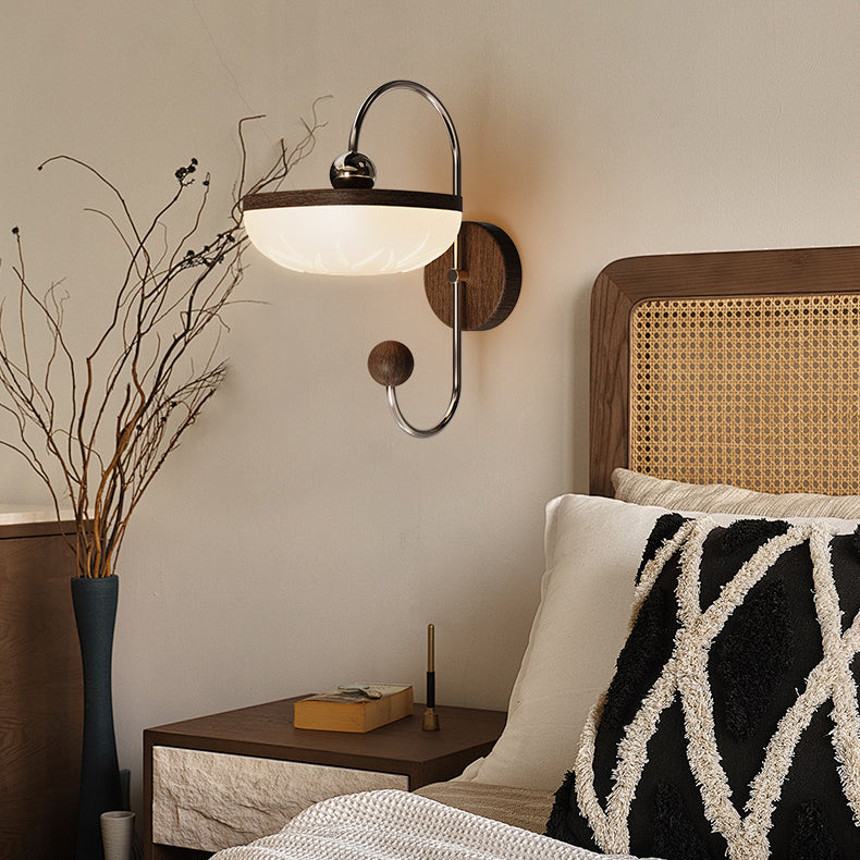 Contemporary Retro Semicircle Roto-molding Acrylic Lampshade Iron LED Wall Sconce Lamp For Living Room