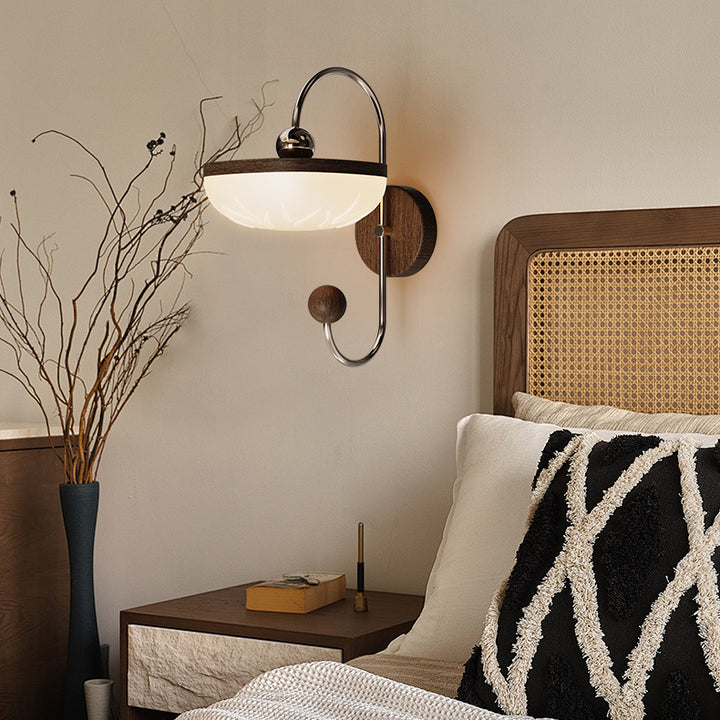 Contemporary Retro Semicircle Roto-molding Acrylic Lampshade Iron LED Wall Sconce Lamp For Living Room