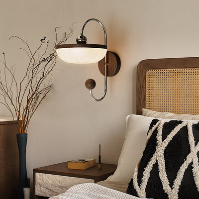 Contemporary Retro Semicircle Roto-molding Acrylic Lampshade Iron LED Wall Sconce Lamp For Living Room