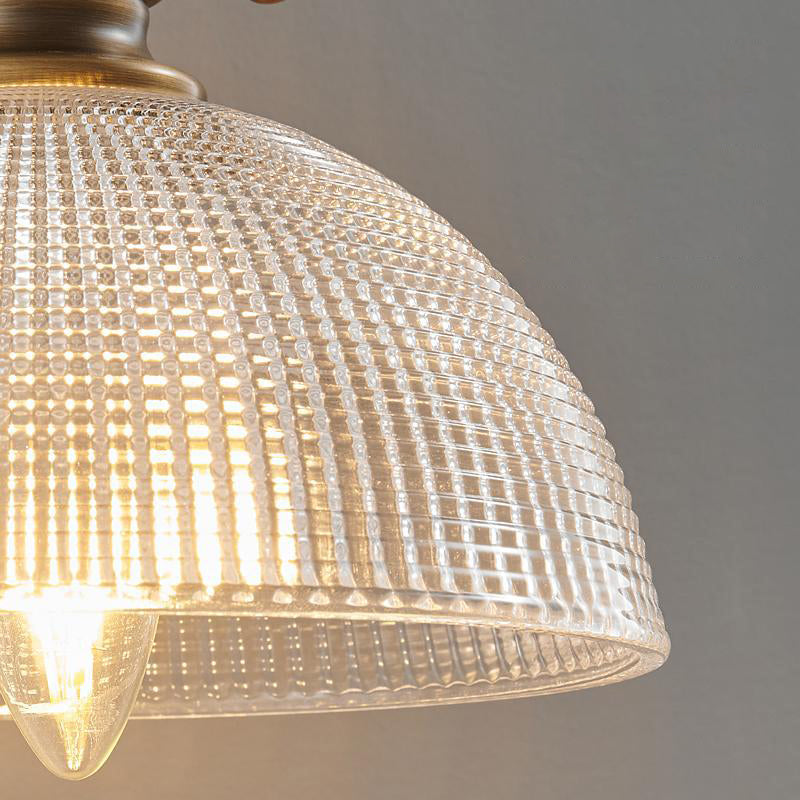 Contemporary Retro Hat Shape Full Copper Glass Lampshade 1 - Light Wall Sconce Lamp For Bedroom