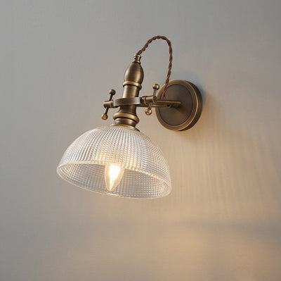 Contemporary Retro Hat Shape Full Copper Glass Lampshade 1 - Light Wall Sconce Lamp For Bedroom