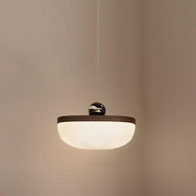 Abat-jour en acrylique rotomoulé rétro contemporain en demi-cercle, suspension LED en fer pour salle à manger 