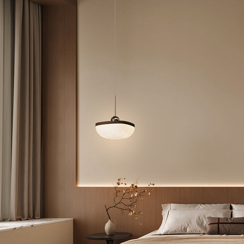 Abat-jour en acrylique rotomoulé rétro contemporain en demi-cercle, suspension LED en fer pour salle à manger 