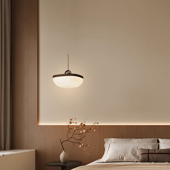 Contemporary Retro Semicircle Roto-molding Acrylic Lampshade Iron LED Pendant Light For Dining Room