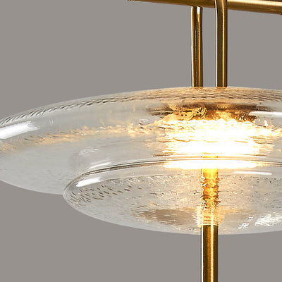 Lustre LED en fer avec abat-jour en verre ovale et moderne pour salle à manger 