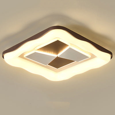 Plafonnier LED avec abat-jour en fer moulé rotatif, contemporain nordique, rond carré, pour chambre à coucher 