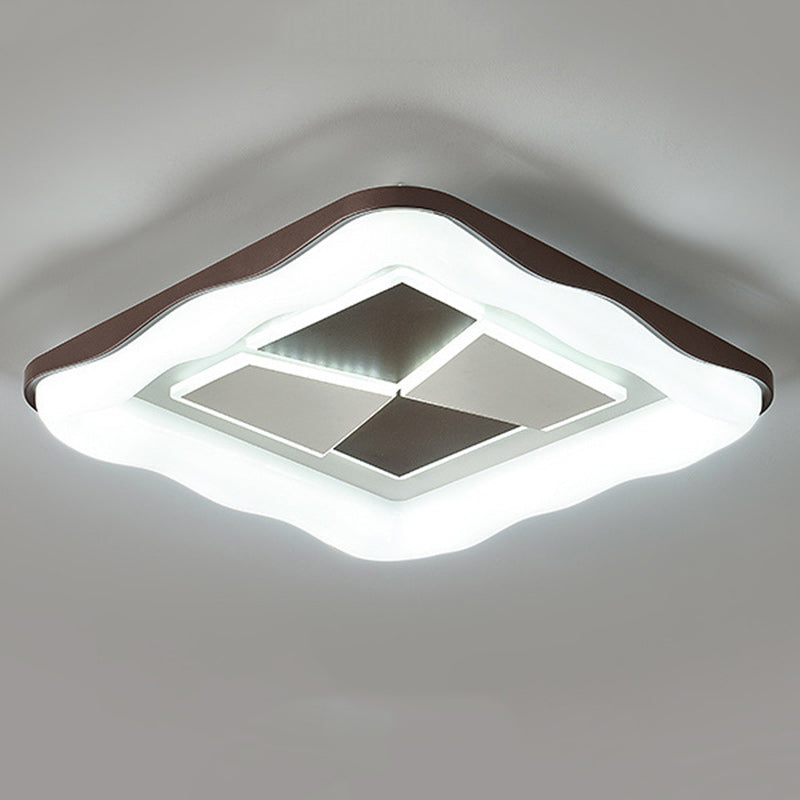 Plafonnier LED avec abat-jour en fer moulé rotatif, contemporain nordique, rond carré, pour chambre à coucher 