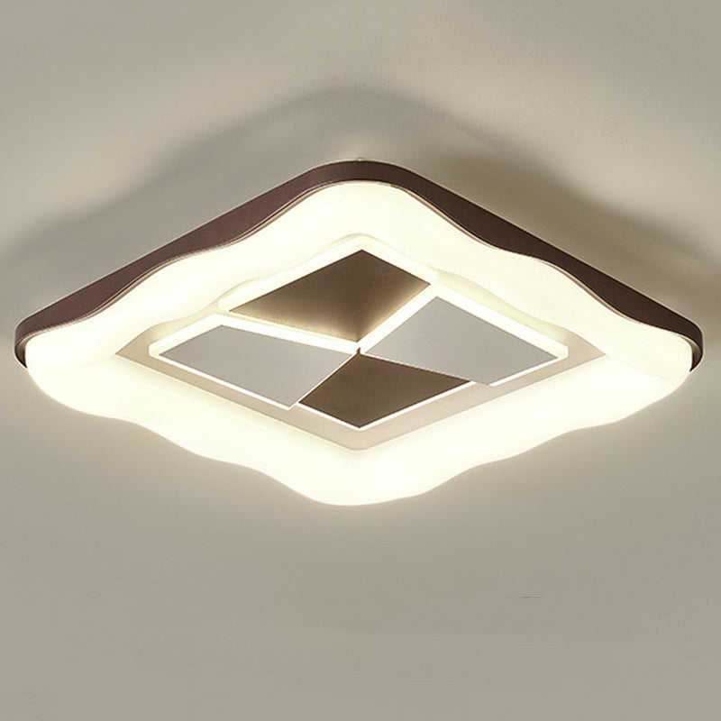 Plafonnier LED avec abat-jour en fer moulé rotatif, contemporain nordique, rond carré, pour chambre à coucher 