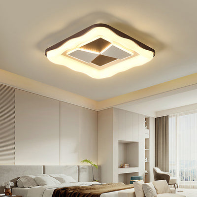 Plafonnier LED avec abat-jour en fer moulé rotatif, contemporain nordique, rond carré, pour chambre à coucher 