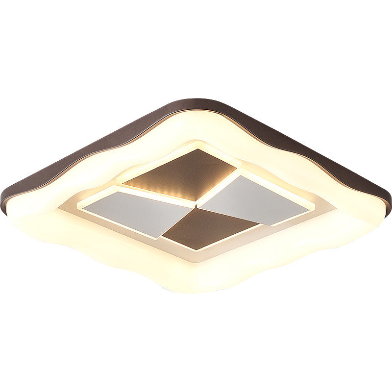 Plafonnier LED avec abat-jour en fer moulé rotatif, contemporain nordique, rond carré, pour chambre à coucher 