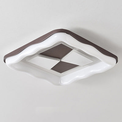 Plafonnier LED avec abat-jour en fer moulé rotatif, contemporain nordique, rond carré, pour chambre à coucher 